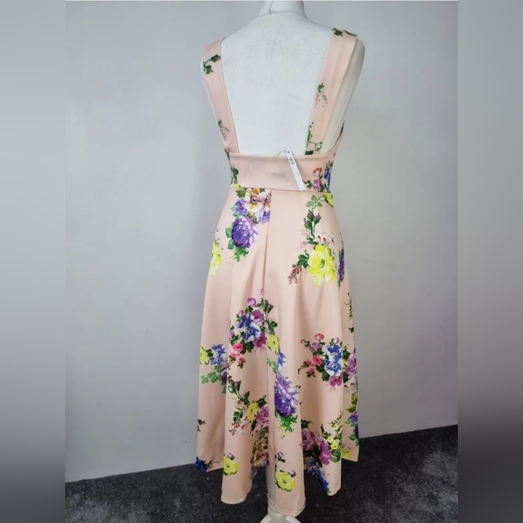 NEW ASOS DESIGN midi floral party dress with square neck uk 8 TALL - Picture 4 of 4